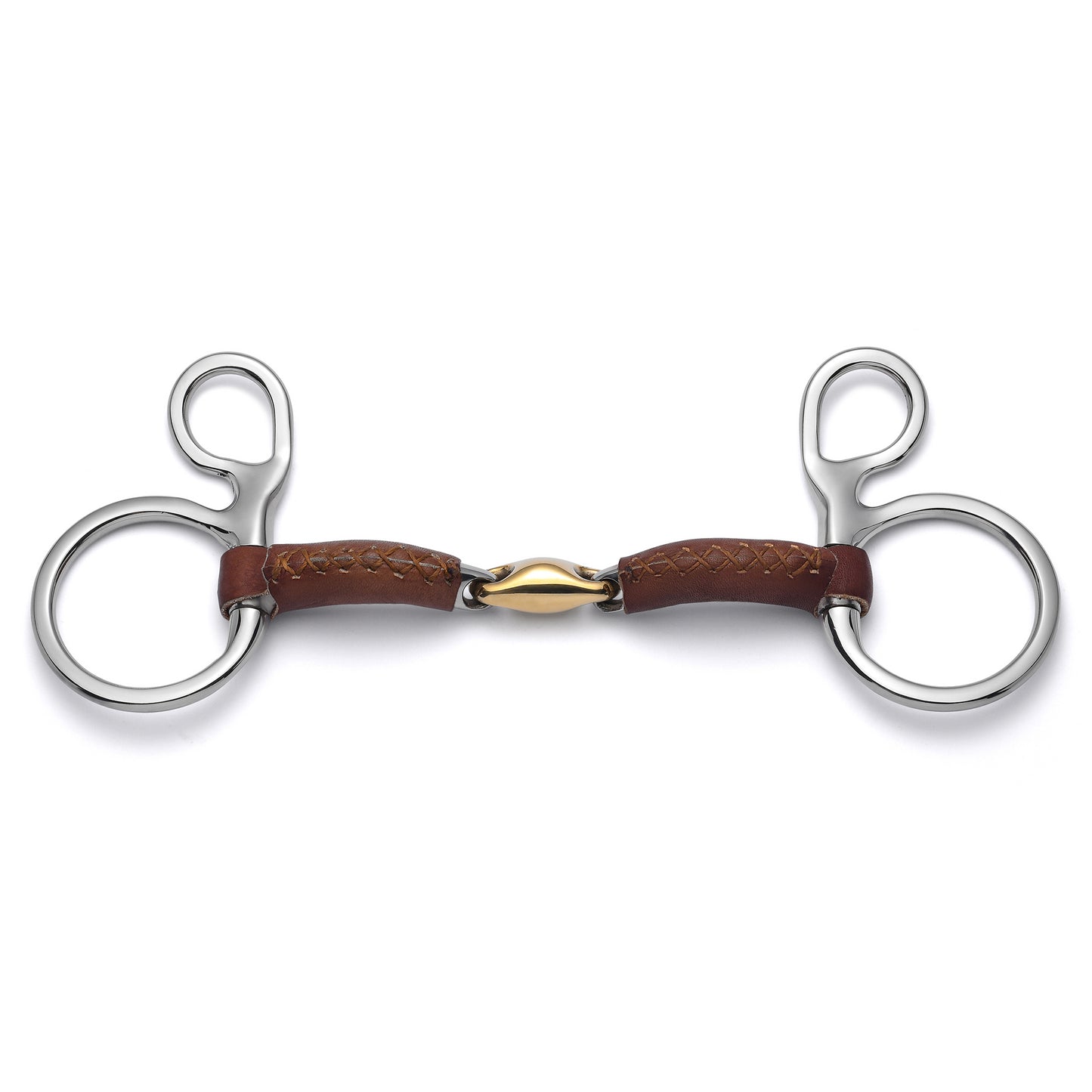 Cavalon Baucher Lozenge Leather Covered Snaffle Bit