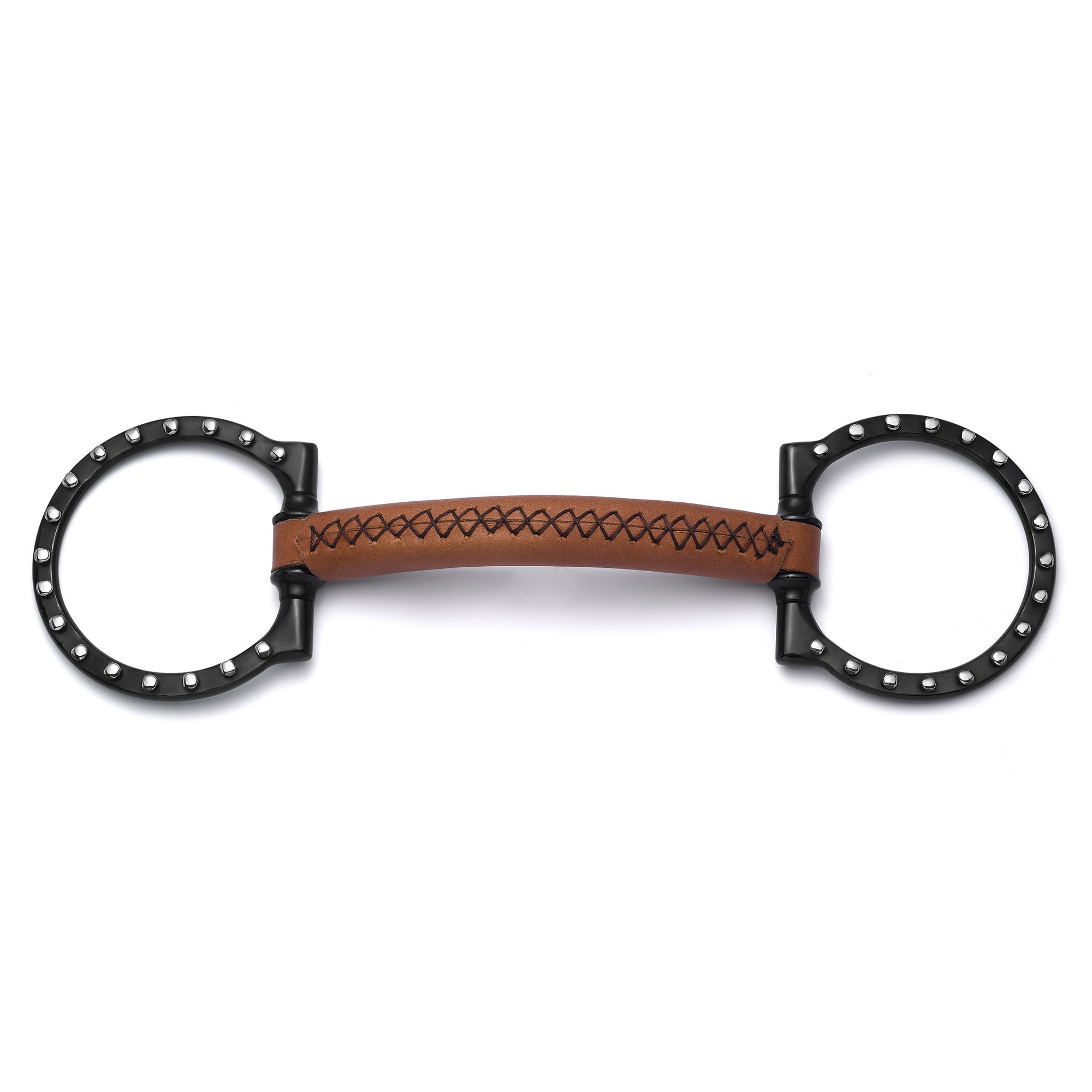 D-Ring Soft Leather Silver Dotted Snaffle