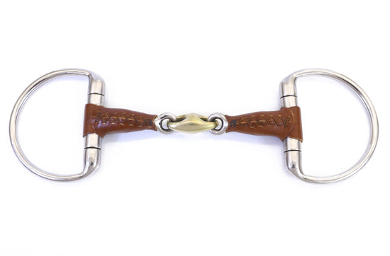 D-Ring Leather Covered Snaffle Bit with Lozenge Link
