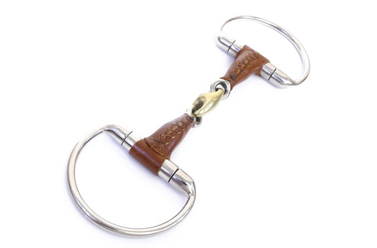 D-Ring Leather Covered Snaffle Bit with Lozenge Link