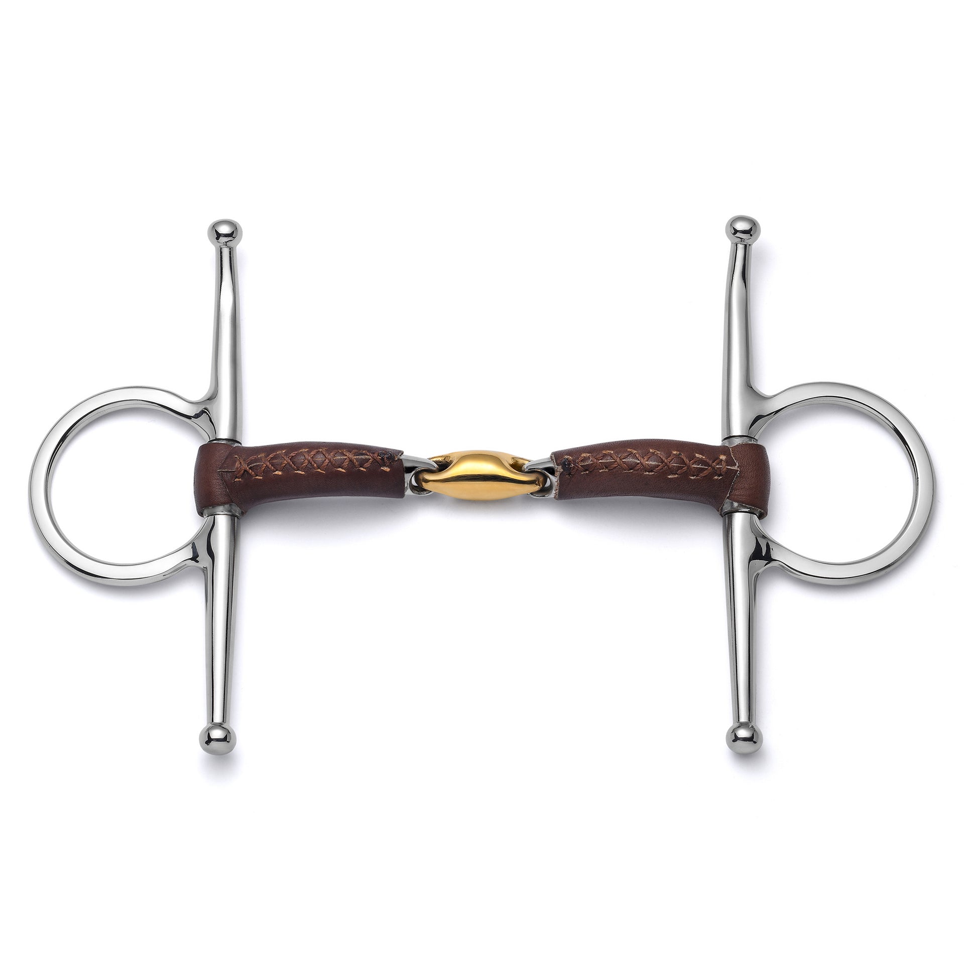 Cavalon Full Cheek Lozenge Leather Covered Snaffle Bit 