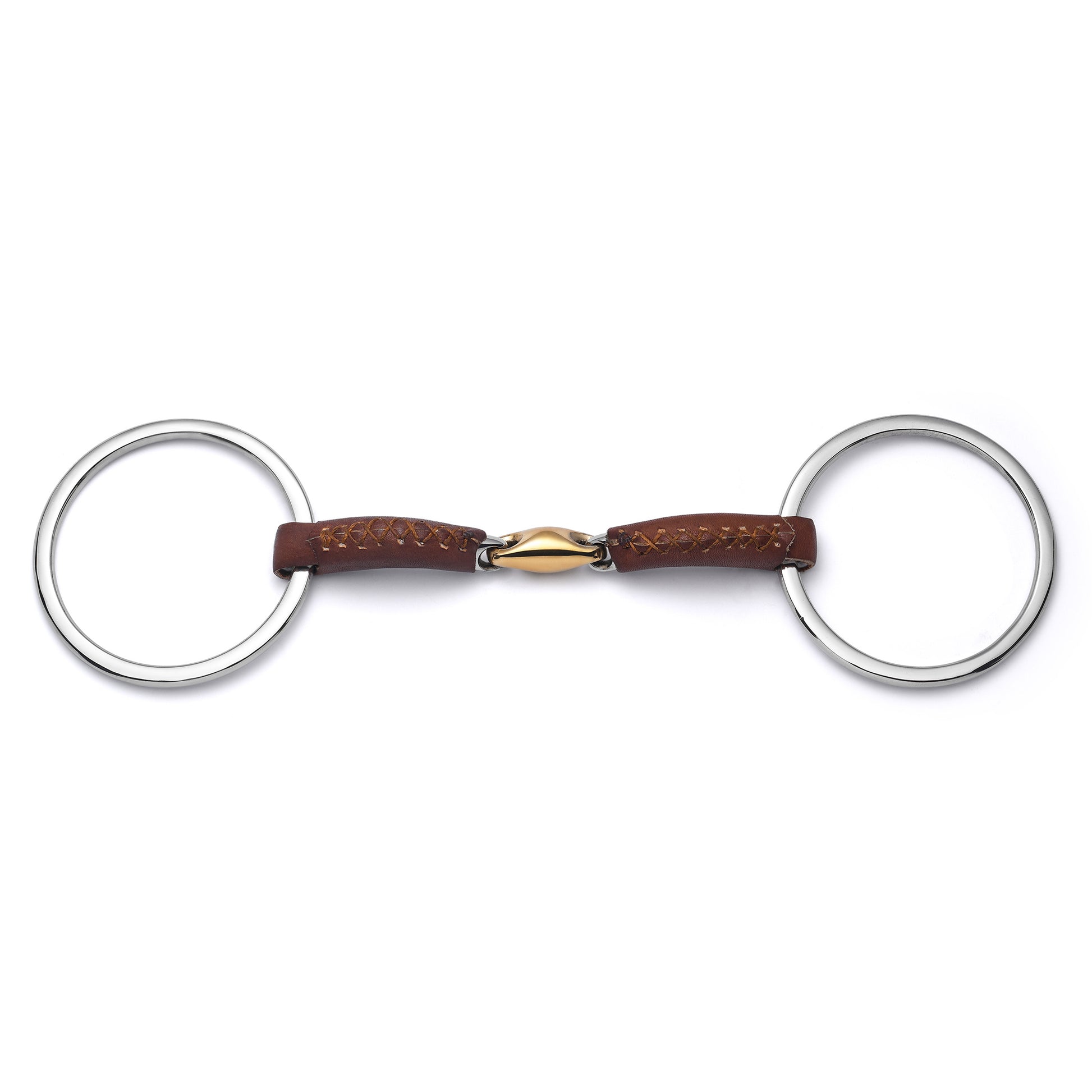 Cavalon Loose Ring Lozenge Leather Covered Snaffle Bit