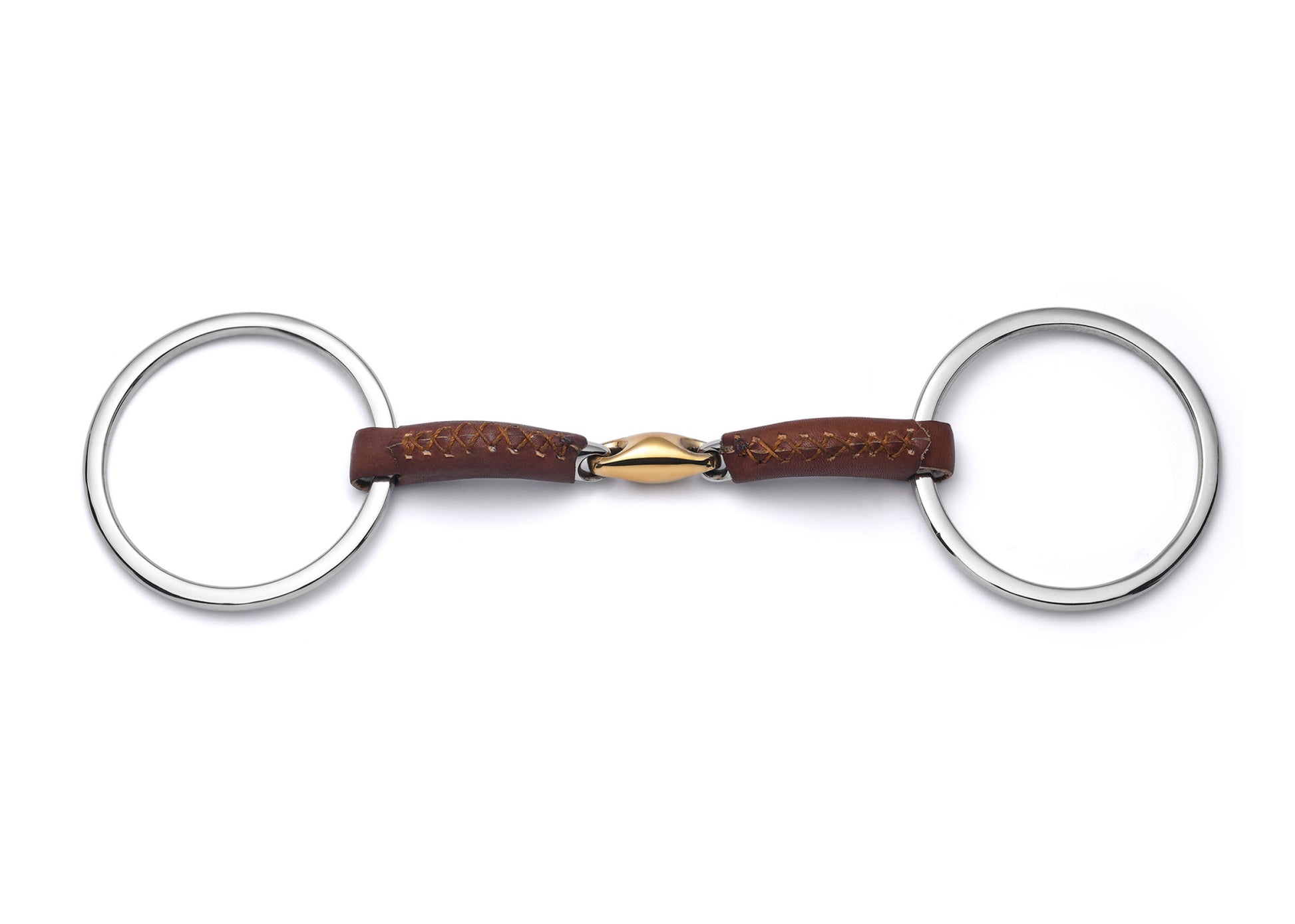 Loose Ring Lozenge Leather Covered Snaffle - Cavalon