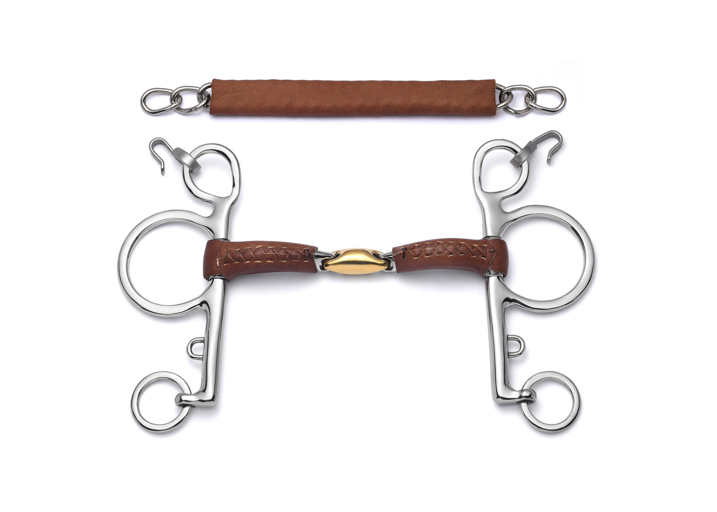 Pelham Lozenge Leather Covered Snaffle - Cavalon