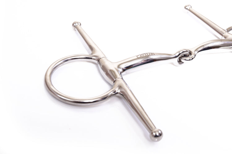 Cavalon Full Cheek Stainless Steel Curved Mouth Snaffle Bit