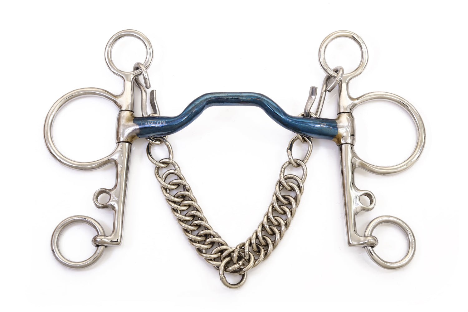 Cavalon Pelham Sweet Iron Tongue Relief Bit with Curb Chain