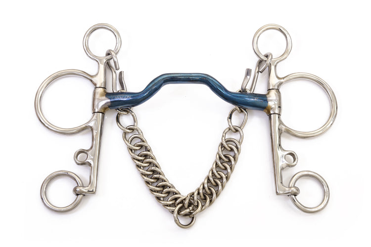 Cavalon Pelham Sweet Iron Tongue Relief Bit with Curb Chain