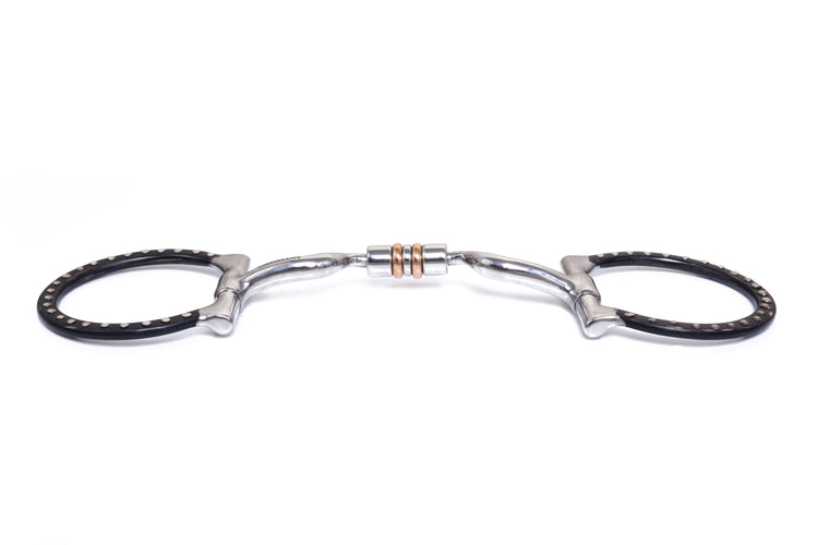 Western Silver Dotted D-Ring Low Port Barrel Snaffle Horse Bit