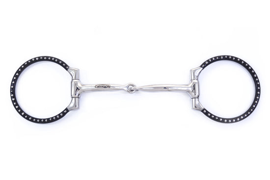Western Silver Dotted D-Ring Snaffle Horse Bit with Copper Inlays
