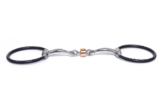 Western Silver Dotted Eggbutt Double Jointed Snaffle Horse Bit with Copper Roller