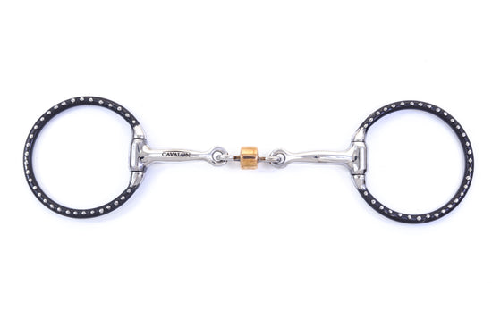 Western Silver Dotted Eggbutt Double Jointed Snaffle Horse Bit with Copper Roller