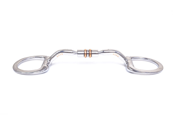Western Eggbutt Flat Ring Barrel Snaffle Horse Bit with Copper Rollers