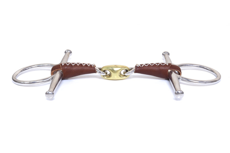 Full Cheek Leather Covered Snaffle Horse Bit with Lozenge